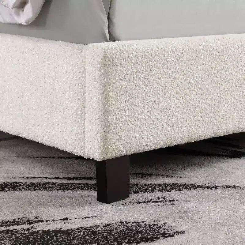 HOMES: Inside + Out Queen Shellsea Modern Boucle Upholstered Platform Bed with Wingback Headboard