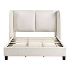 HOMES: Inside + Out Queen Shellsea Modern Boucle Upholstered Platform Bed with Wingback Headboard