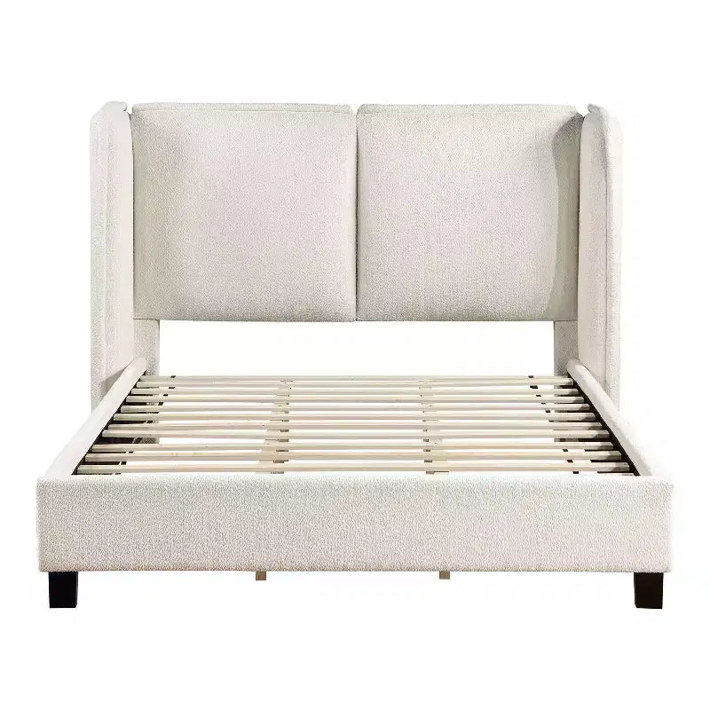 HOMES: Inside + Out Queen Shellsea Modern Boucle Upholstered Platform Bed with Wingback Headboard