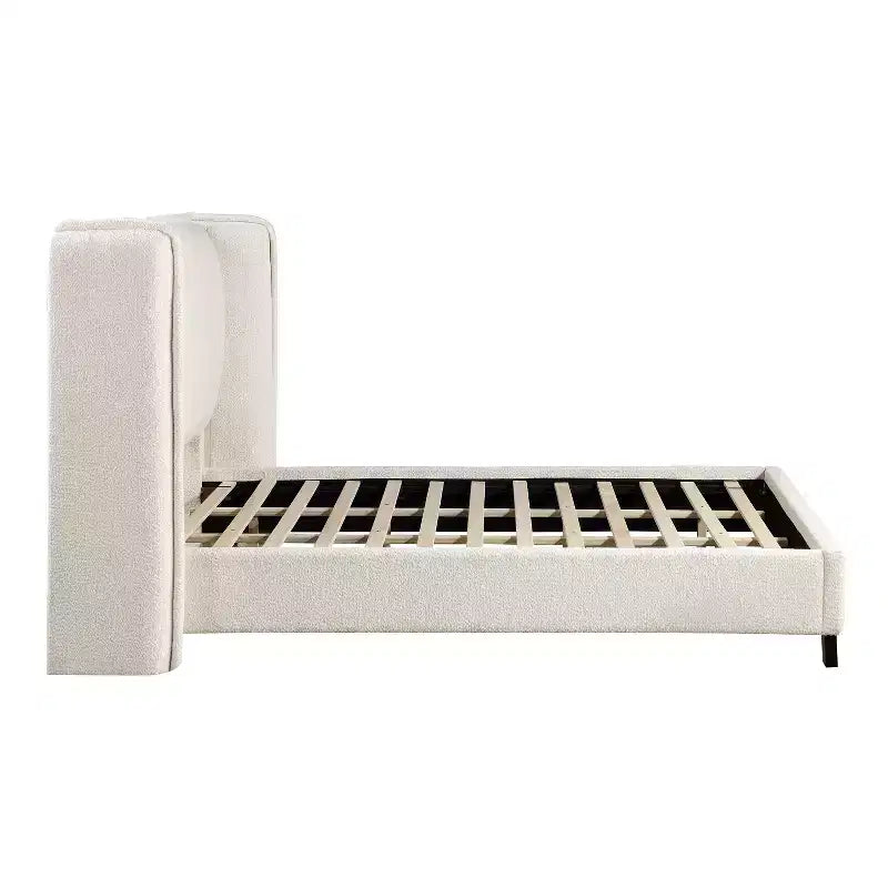 HOMES: Inside + Out Queen Shellsea Modern Boucle Upholstered Platform Bed with Wingback Headboard
