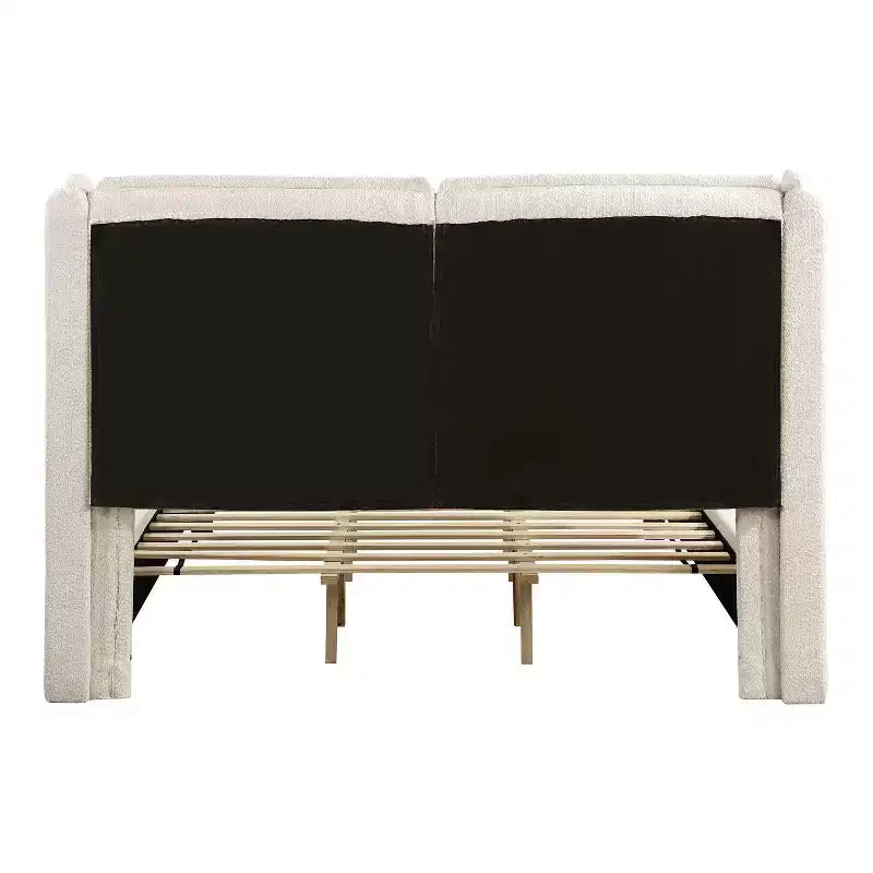 HOMES: Inside + Out Queen Shellsea Modern Boucle Upholstered Platform Bed with Wingback Headboard
