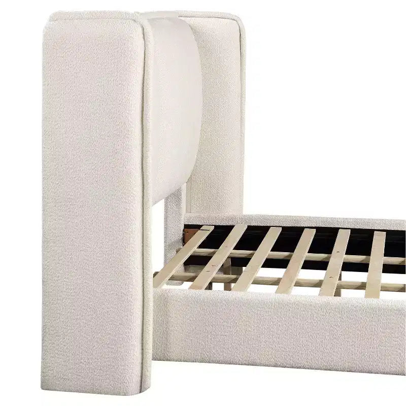 HOMES: Inside + Out Queen Shellsea Modern Boucle Upholstered Platform Bed with Wingback Headboard