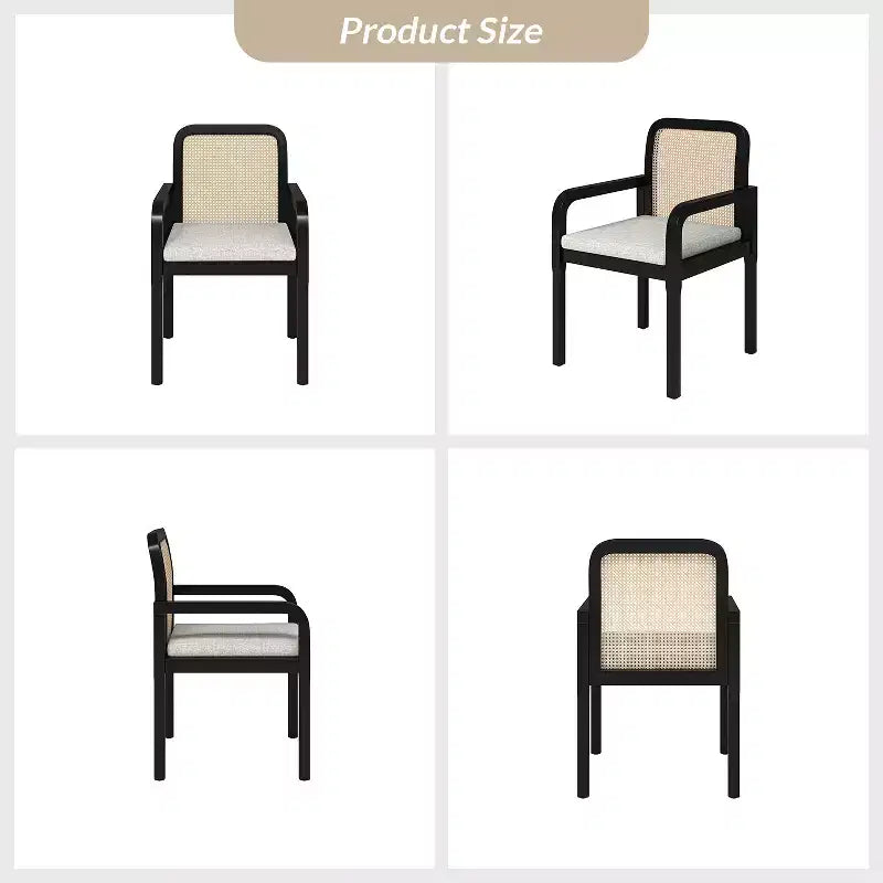 Hieromymus Modern Ratten Dining Chair with Removable Cushion Set of 2|HULALA HOME