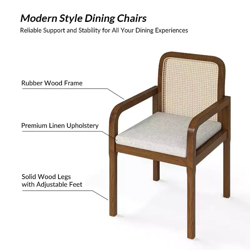 Hieromymus Modern Ratten Dining Chair with Removable Cushion Set of 2|HULALA HOME