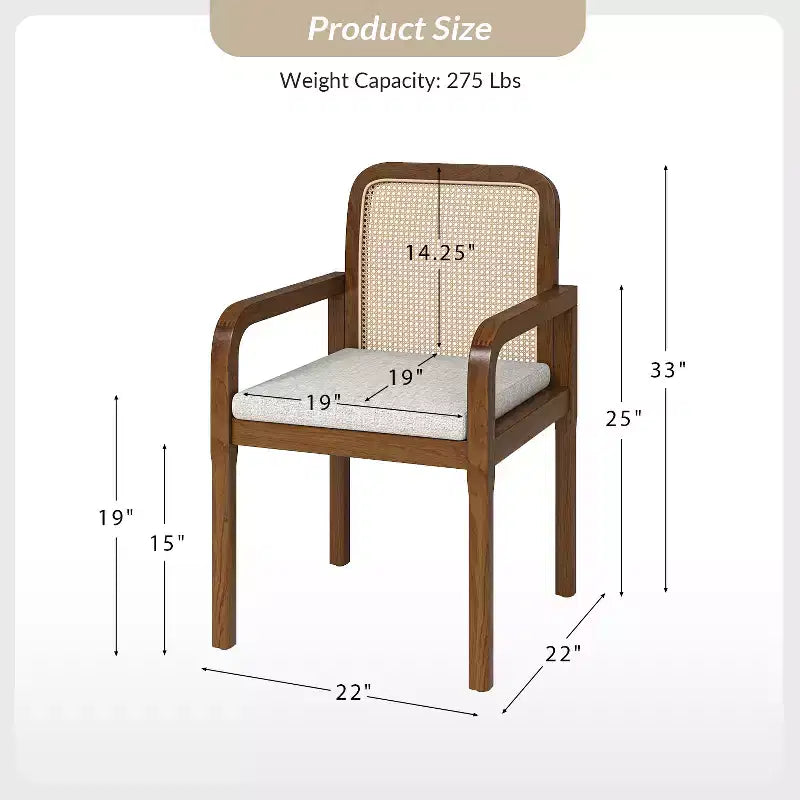 Hieromymus Modern Ratten Dining Chair with Removable Cushion Set of 2|HULALA HOME