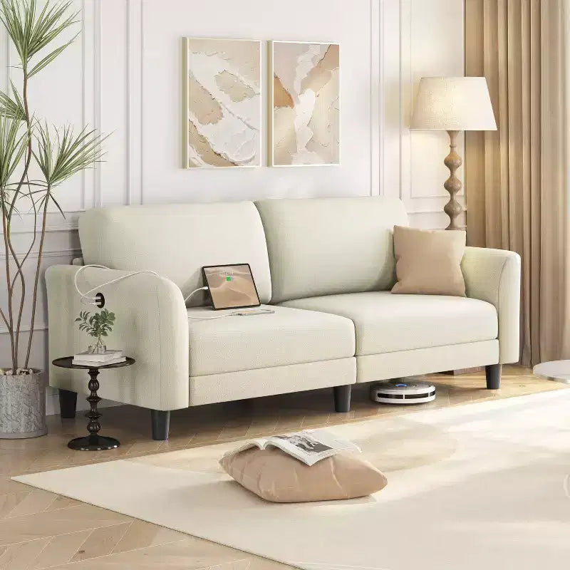 Yaheetech Modern Loveseat Sofa Couch 2-Seater Linen Fabric Upholstery Sofa Couch