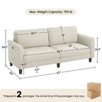 Yaheetech Modern Loveseat Sofa Couch 2-Seater Linen Fabric Upholstery Sofa Couch