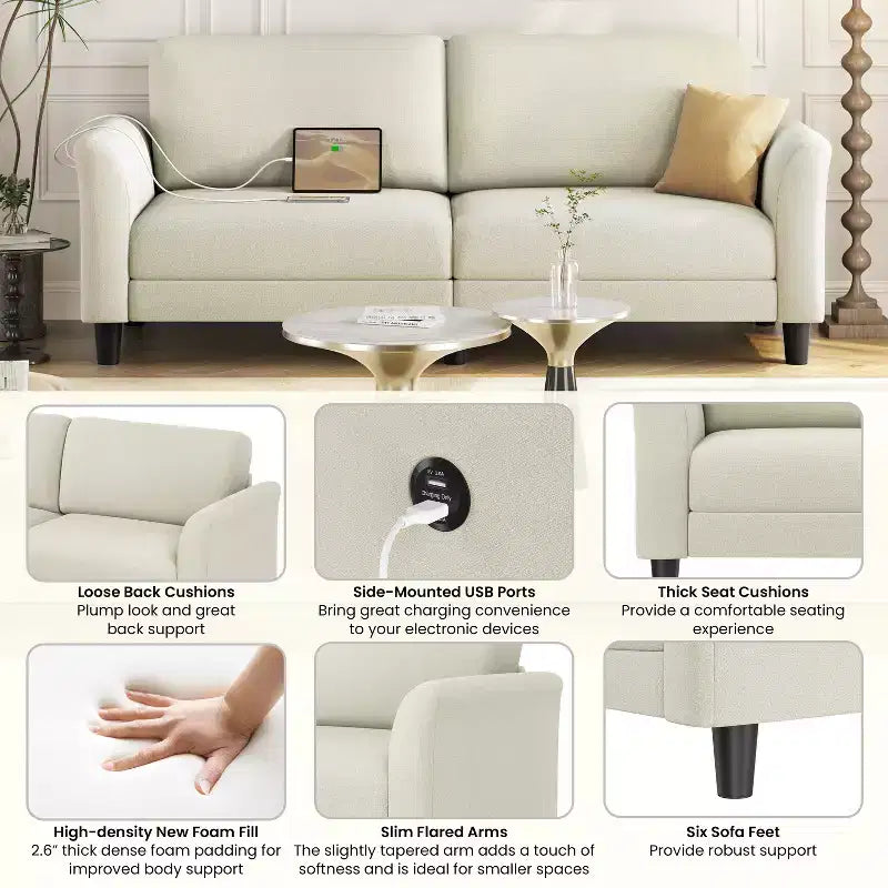 Yaheetech Modern Loveseat Sofa Couch 2-Seater Linen Fabric Upholstery Sofa Couch