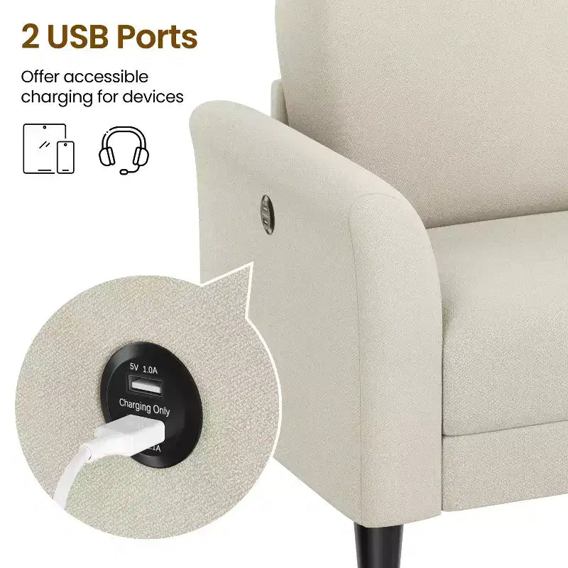 Yaheetech Modern Loveseat Sofa Couch 2-Seater Linen Fabric Upholstery Sofa Couch