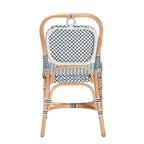 bali & pari Luciana Modern French Blue and White Weaving Natural Rattan Bistro Chair