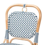 bali & pari Luciana Modern French Blue and White Weaving Natural Rattan Bistro Chair