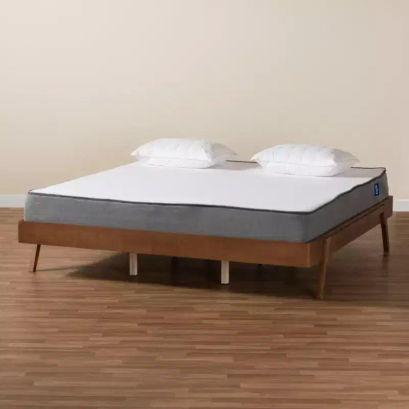 Baxton Studio Sarita Mid-Century Modern Walnut Wood Bed Frame