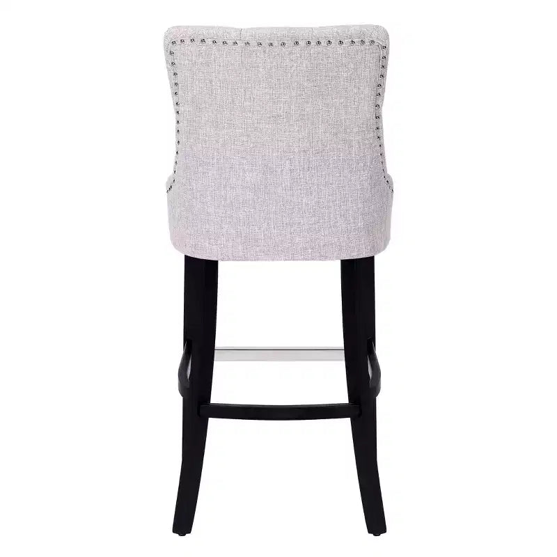 WestinTrends 29 Linen Tufted Buttons Upholstered Wingback Bar Stool (Set of 2), Light Gray