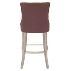 WestinTrends 29 Linen Tufted Buttons Upholstered Wingback Bar Stool (Set of 3), Brown