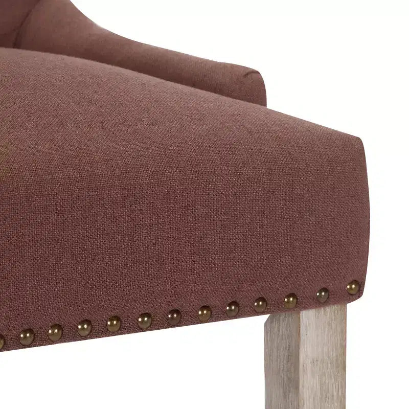 WestinTrends 29 Linen Tufted Buttons Upholstered Wingback Bar Stool (Set of 3), Brown