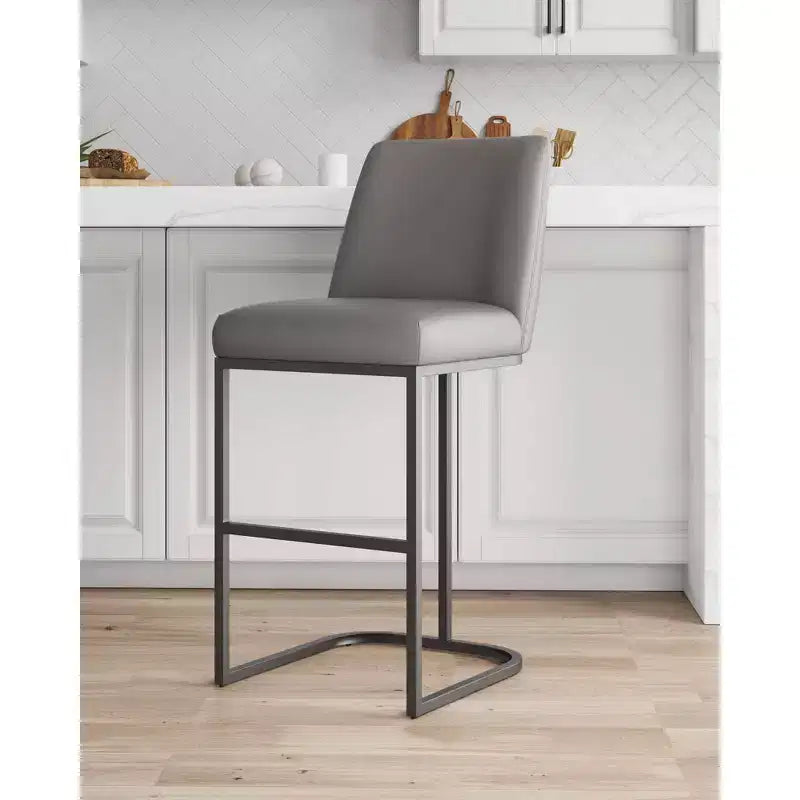 Manhattan Comfort Serena Leatherette Upholstered Metal Barstool