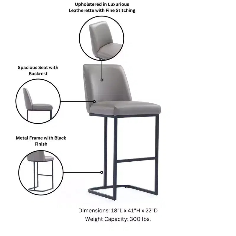 Manhattan Comfort Serena Leatherette Upholstered Metal Barstool