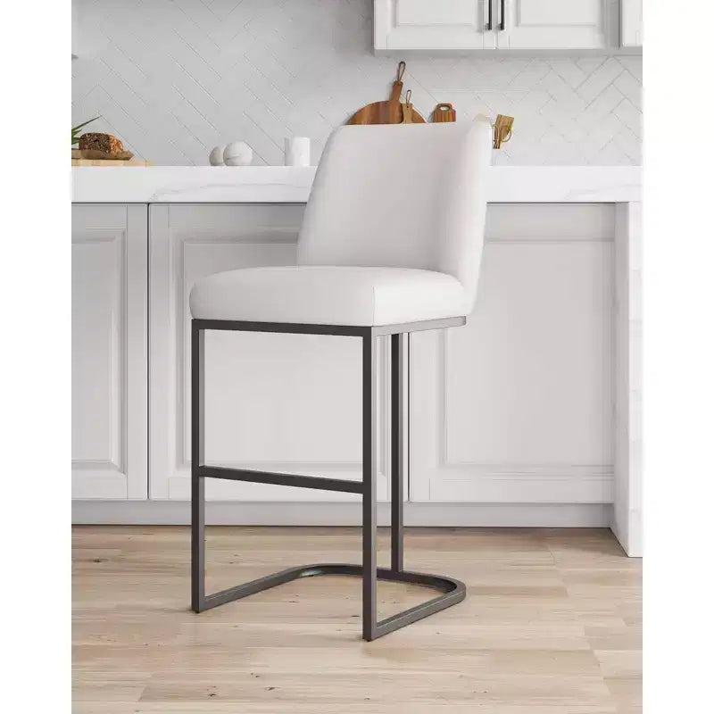 Manhattan Comfort Serena Leatherette Upholstered Metal Barstool