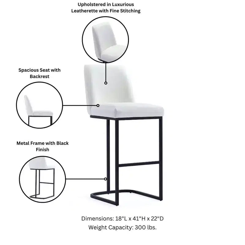 Manhattan Comfort Serena Leatherette Upholstered Metal Barstool