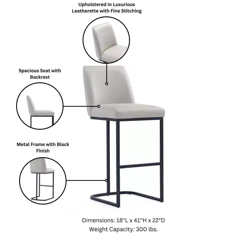 Manhattan Comfort Serena Leatherette Upholstered Metal Barstool