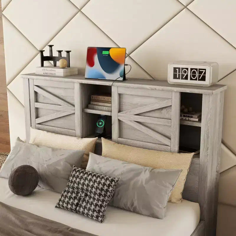 3-Piece Farmhouse Bedroom Sets, Full/Queen Size Platform Bed with Storage Nightstand and Dresser 4W - ModernLuxe