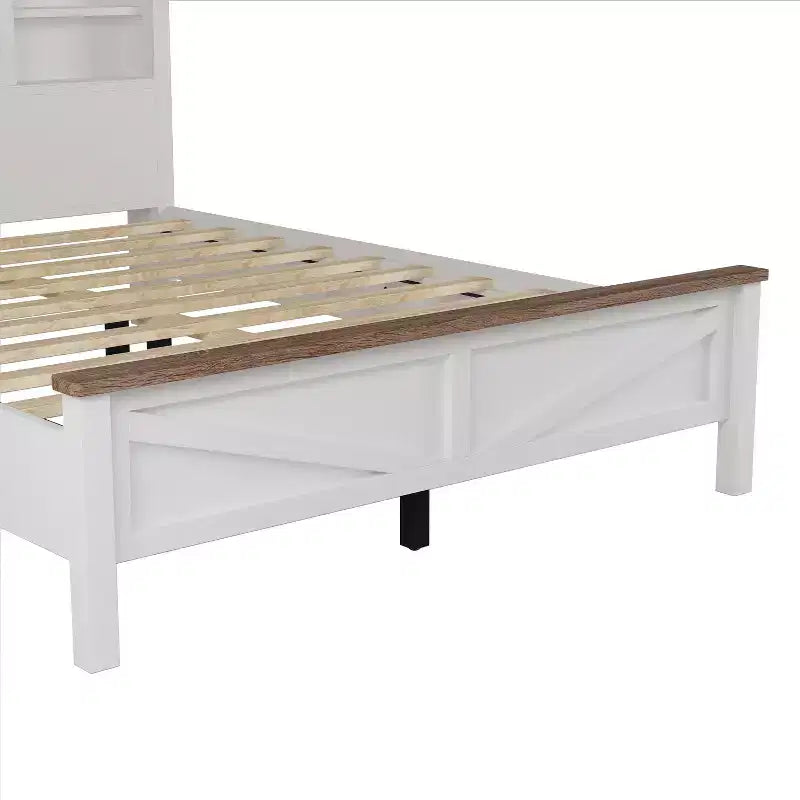 3-Piece Farmhouse Bedroom Sets, Full/Queen Size Platform Bed with Storage Nightstand and Dresser 4W - ModernLuxe