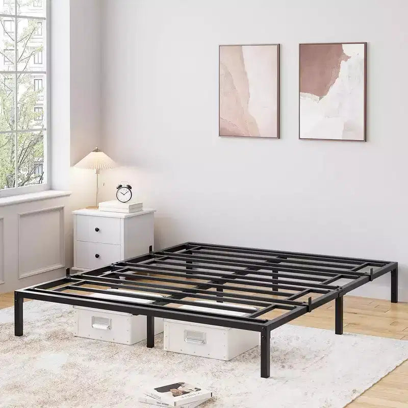 6/8/10/12/14/16 inch Bed Frame No Box Spring Needed, Heavy Duty Metal Platform Bed Frame
