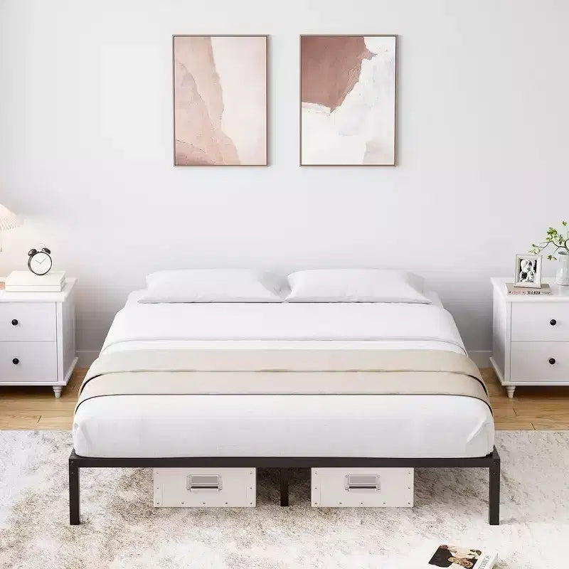 6/8/10/12/14/16 inch Bed Frame No Box Spring Needed, Heavy Duty Metal Platform Bed Frame
