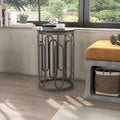 Tavolino rotondo con ripiano in marmo e base decorativa in ferro, finitura peltro, 33,88 cm L x 55,88 cm H, capacità 22,68 kg