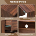 Costway L Shaped Computer Desk 59'' Corner Study Writing Desk with Open Compartment & 2 Cable Management Holes Walnut/White