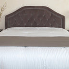 Testiera imbottita regolabile per letto a una piazza e mezza/matrimoniale con bottoni decorativi e gambe in ferro nero, design curvo