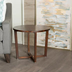 Tavolino rotondo in legno di acacia con finitura mogano e gambe a croce, 59 cm L x 50 cm H