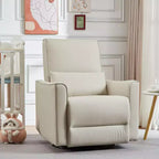 360Swivel Rocking Recliner Chair, Glider Rocking Chair, Upholstered Faux Leather Recliner