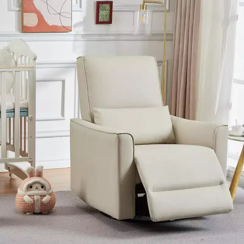 360Swivel Rocking Recliner Chair, Glider Rocking Chair, Upholstered Faux Leather Recliner