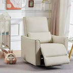 360Swivel Rocking Recliner Chair, Glider Rocking Chair, Upholstered Faux Leather Recliner