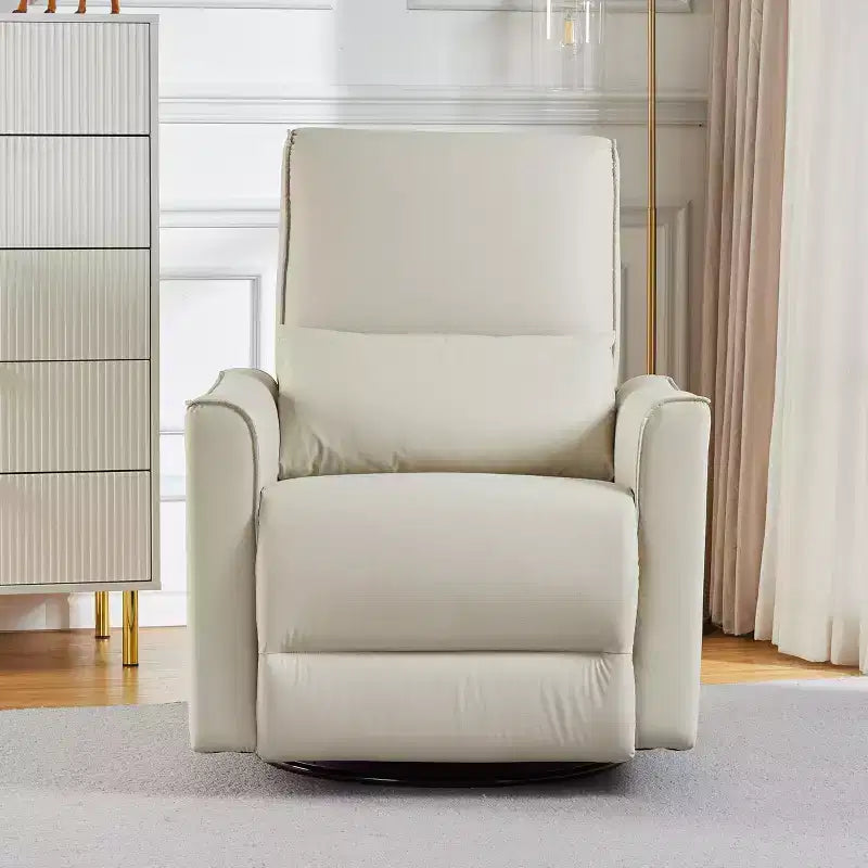 360Swivel Rocking Recliner Chair, Glider Rocking Chair, Upholstered Faux Leather Recliner