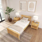 Plank+Beam Classic Solid Wood Twin Platform Bed Frame with Slatted Headboard