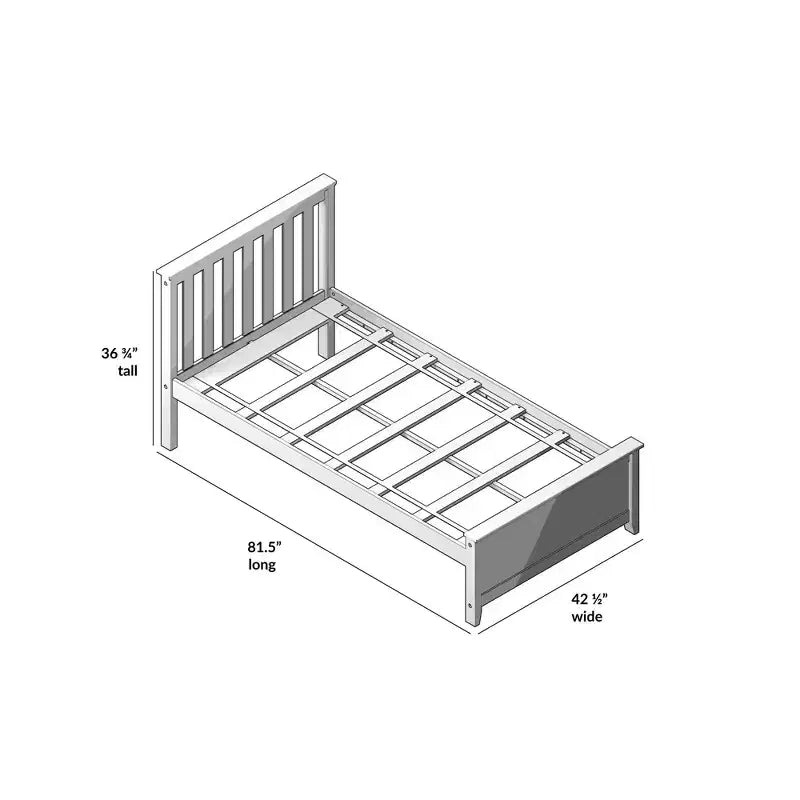 Plank+Beam Classic Solid Wood Twin Platform Bed Frame with Slatted Headboard