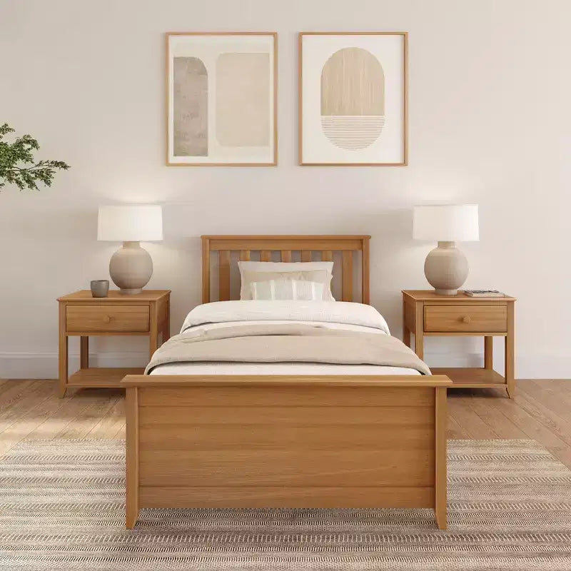 Plank+Beam Classic Solid Wood Twin Platform Bed Frame with Slatted Headboard