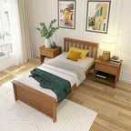 Plank+Beam Classic Solid Wood Twin Platform Bed Frame with Slatted Headboard