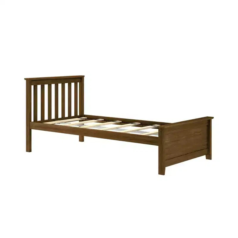 Plank+Beam Classic Solid Wood Twin Platform Bed Frame with Slatted Headboard