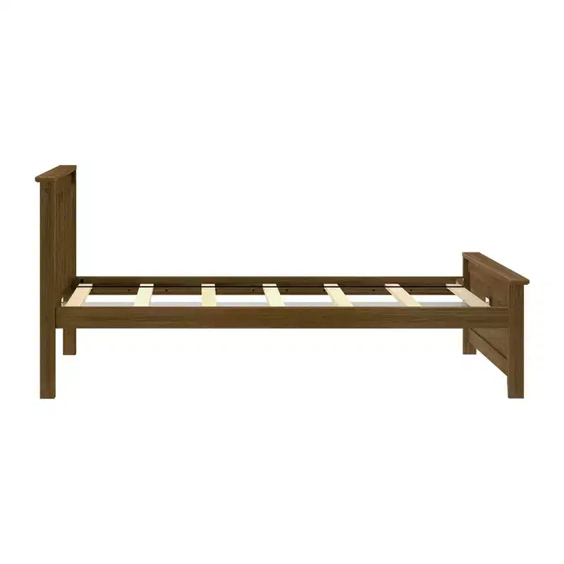 Plank+Beam Classic Solid Wood Twin Platform Bed Frame with Slatted Headboard