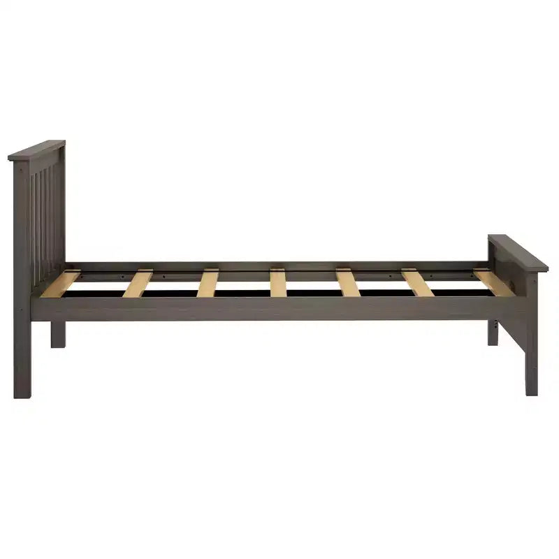 Plank+Beam Classic Solid Wood Twin Platform Bed Frame with Slatted Headboard