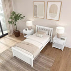 Plank+Beam Classic Solid Wood Twin Platform Bed Frame with Slatted Headboard