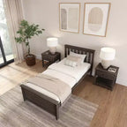Plank+Beam Classic Solid Wood Twin Platform Bed Frame with Slatted Headboard