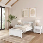 Plank+Beam Classic Solid Wood Twin Platform Bed Frame with Slatted Headboard