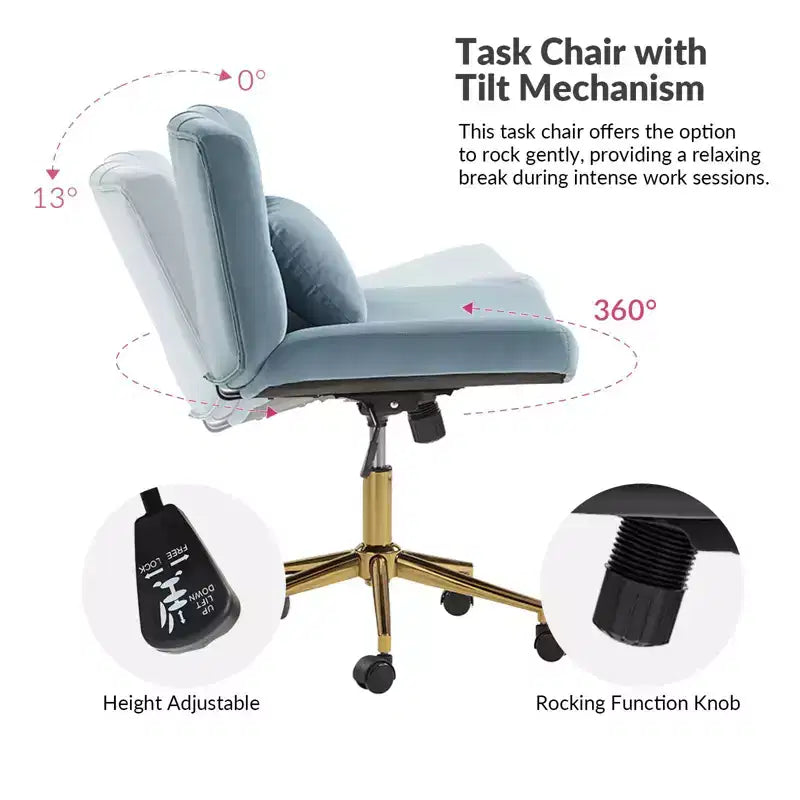 Nigel Modern Flannel Office Chair with Tilt and Adjustable Height Mecha|HULALA HOME