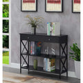 Consolle con 1 cassetto e ripiani aperti, telaio a X nero, 100 cm L x 30 cm P x 80 cm H
