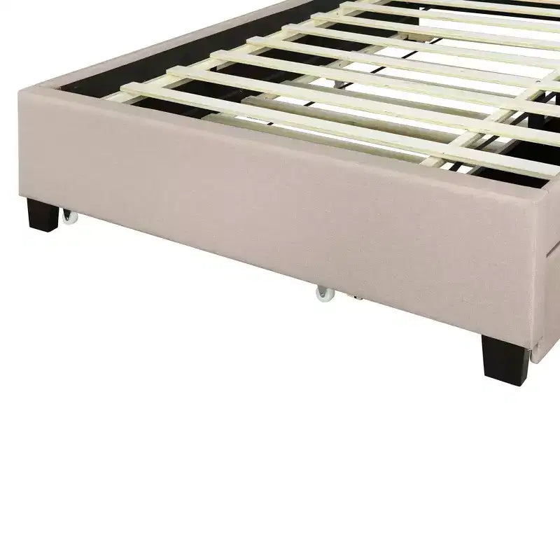 Full/Queen Size Upholstered Platform Bed with Storage Headboard, Twin Size Trundle, 2 Drawers and Sockets & USB Ports, 4L -ModernLuxe