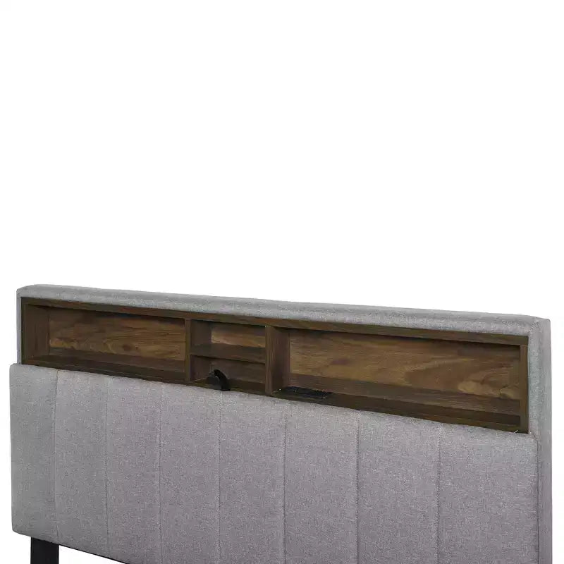 Full/Queen Size Upholstered Platform Bed with Storage Headboard, Twin Size Trundle, 2 Drawers and Sockets & USB Ports, 4L -ModernLuxe